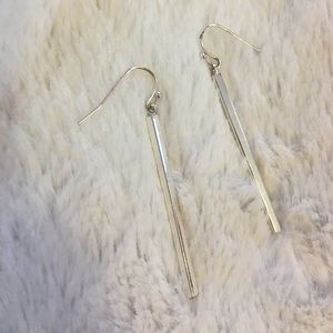 EUC silver metal bar earrings